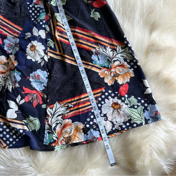 Lulus Aleta Navy Blue Print Short Sleeve Surplice Maxi Dress - Picture 7 of 10